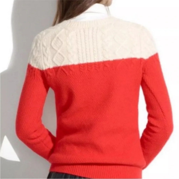 Madewell Cream and Red Knit Sweater Size Large EUC Warm Winter - Picture 3 of 8